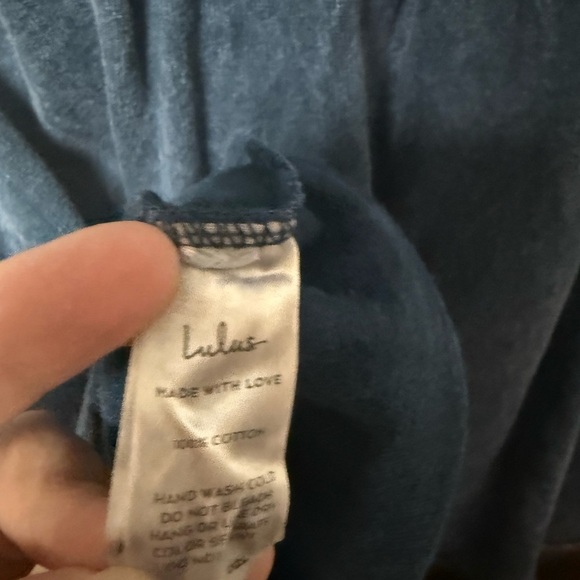 Lulus Definite Beauty Washed Dark Blue Short Sleeve Mini Dress Sz Large NWT - Picture 3 of 7